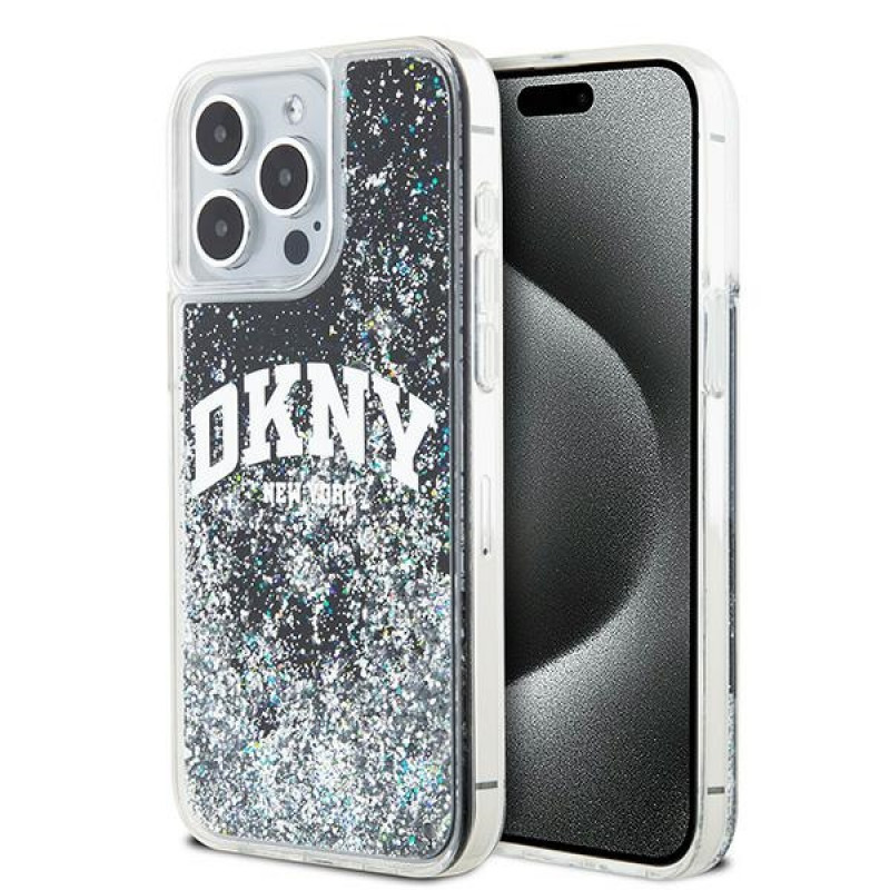 DKNY Apple iPhone 15 Pro Max Hardcase Liquid Glitter Big Logo, schwarz