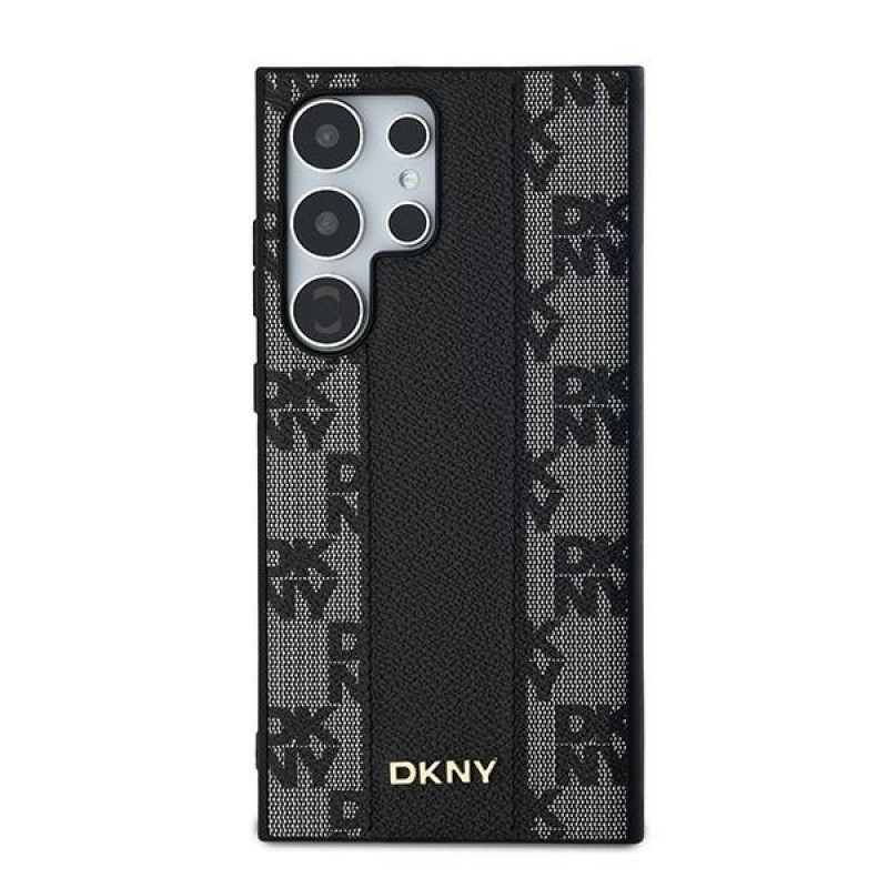 DKNY Lederhülle mit kariertem Mono-Muster und MagSafe für Samsung Galaxy S24 Ultra, schwarz