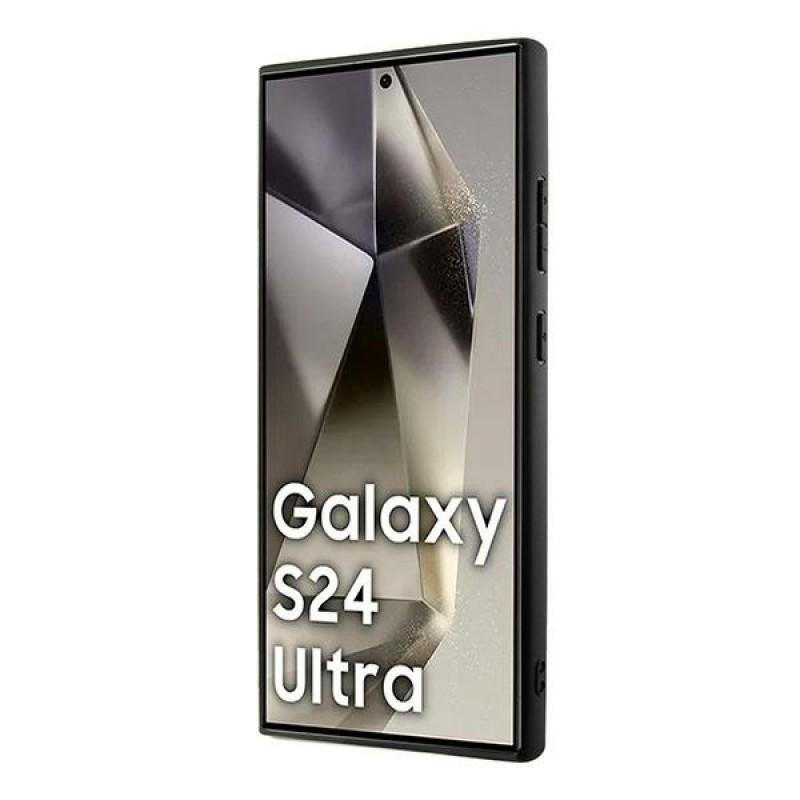 DKNY Lederhülle mit kariertem Mono-Muster und MagSafe für Samsung Galaxy S24 Ultra, schwarz