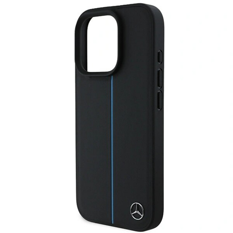 Mercedes MEHMP16L23RURBK Apple iPhone 16 Pro Hardcase MB Blue Line Leather MagSafe, schwarz