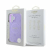 Guess Saffiano Peony Stamp MagSafe Hülle für Apple iPhone 16, lila