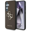 Guess Grained Big 4G Logo Small Classic Logo Hard Case für Samsung Galaxy S25+, braun