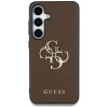 Guess Grained Big 4G Logo Small Classic Logo Hard Case für Samsung Galaxy S25+, braun