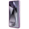 Guess Glitter Flowers Triangle Buttons MagSafe Hülle für Samsung Galaxy S25 Ultra, lila