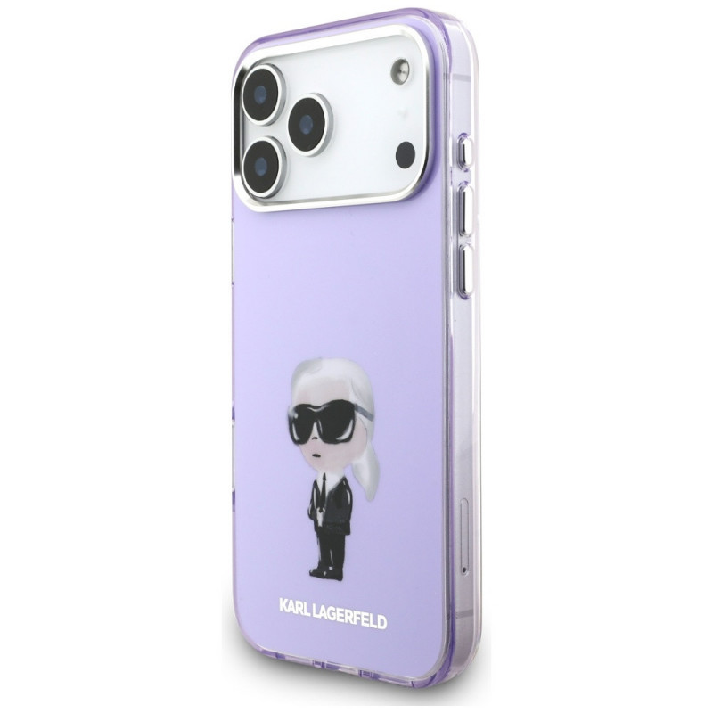 Karl Lagerfeld KLD22568 IML Aquarelle Karl & Choupette & Logo MagSafe-Hülle für Apple iPhone 17 Pro Max, lila