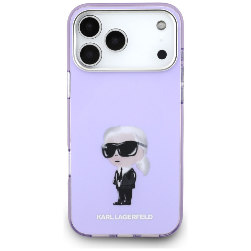 Karl Lagerfeld KLD22568 IML Aquarelle Karl & Choupette & Logo MagSafe-Hülle für Apple iPhone 17 Pro Max, lila