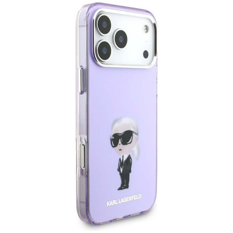 Karl Lagerfeld KLD22568 IML Aquarelle Karl & Choupette & Logo MagSafe-Hülle für Apple iPhone 17 Pro Max, lila