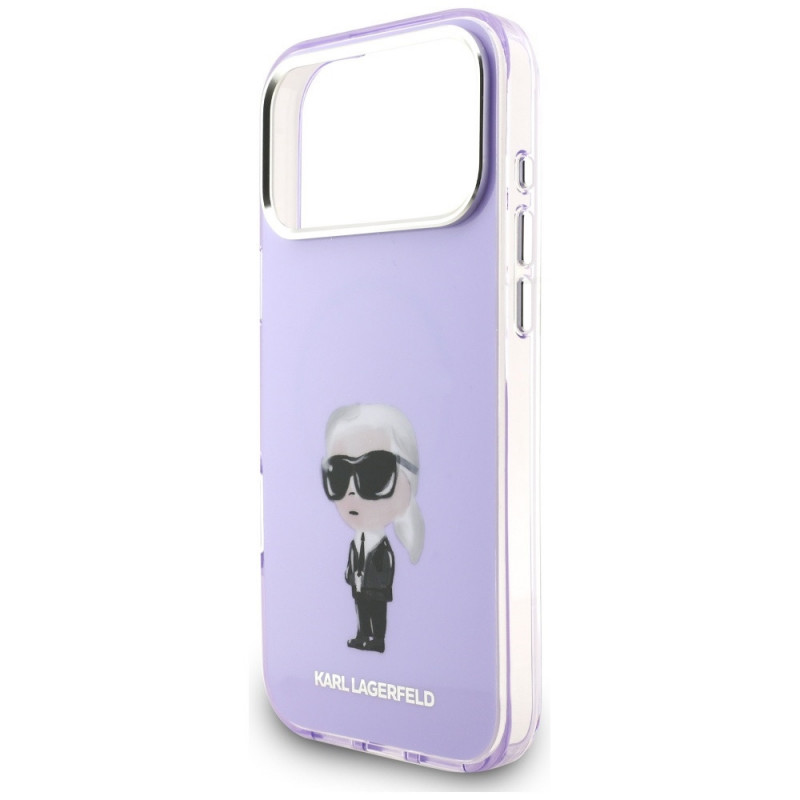 Karl Lagerfeld KLD22568 IML Aquarelle Karl & Choupette & Logo MagSafe-Hülle für Apple iPhone 17 Pro Max, lila