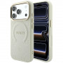 Guess Saffiano Peony & Ring MagSafe Hülle für Apple iPhone 18 Pro / 17 Pro, beige