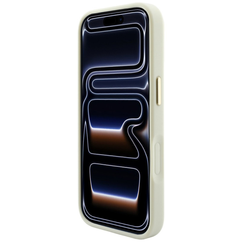 Guess Saffiano Peony & Ring MagSafe Hülle für Apple iPhone 18 Pro / 17 Pro, beige