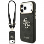 Guess 4G Big 4G Classic Logo Big Strap Metal Buttons Hülle mit Band für Apple iPhone 18 Pro / 17 Pro, schwarz