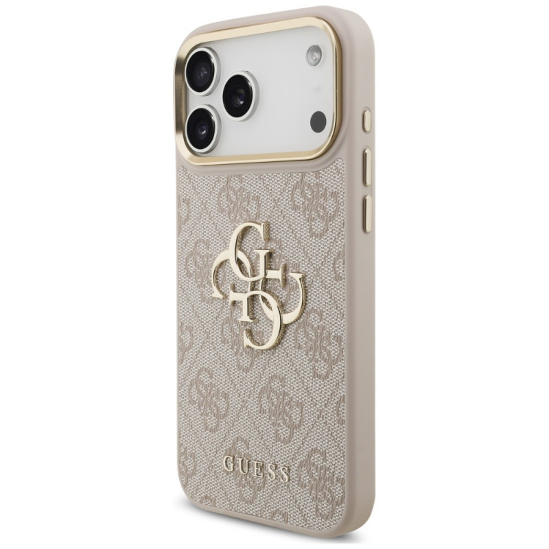 Guess 4G Big 4G Classic Logo Big Strap Metal Buttons Hülle mit Band für Apple iPhone 18 Pro Max / 17 Pro Max, pink