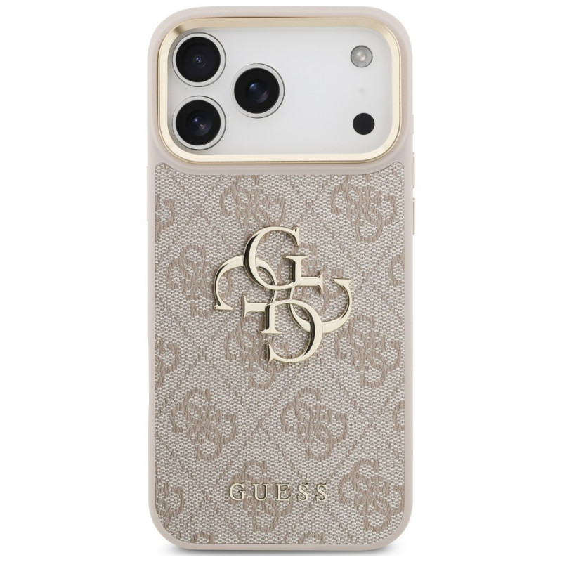 Guess 4G Big 4G Classic Logo Big Strap Metal Buttons Hülle mit Band für Apple iPhone 18 Pro Max / 17 Pro Max, pink