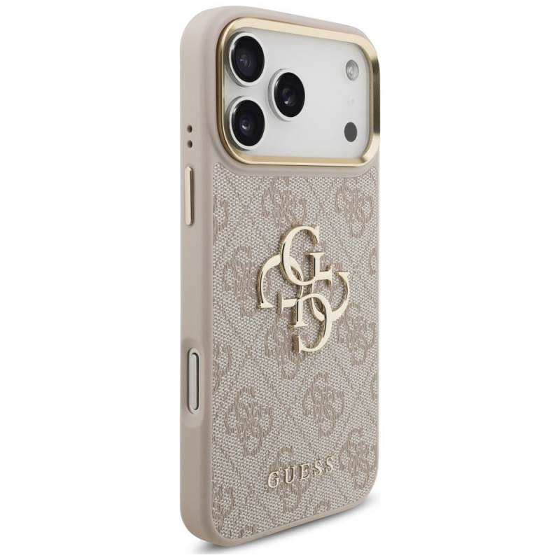 Guess 4G Big 4G Classic Logo Big Strap Metal Buttons Hülle mit Band für Apple iPhone 18 Pro Max / 17 Pro Max, pink
