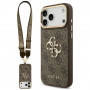 Guess 4G Big 4G Classic Logo Big Strap Metal Buttons Hülle mit Band für Apple iPhone 18 Pro Max / 17 Pro Max, braun