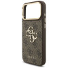 Guess 4G Big 4G Classic Logo Big Strap Metal Buttons Hülle mit Band für Apple iPhone 18 Pro Max / 17 Pro Max, braun