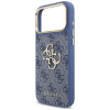 Guess 4G Big 4G Classic Logo Big Strap Metal Buttons Hülle mit Band für Apple iPhone 18 Pro Max / 17 Pro Max, blau