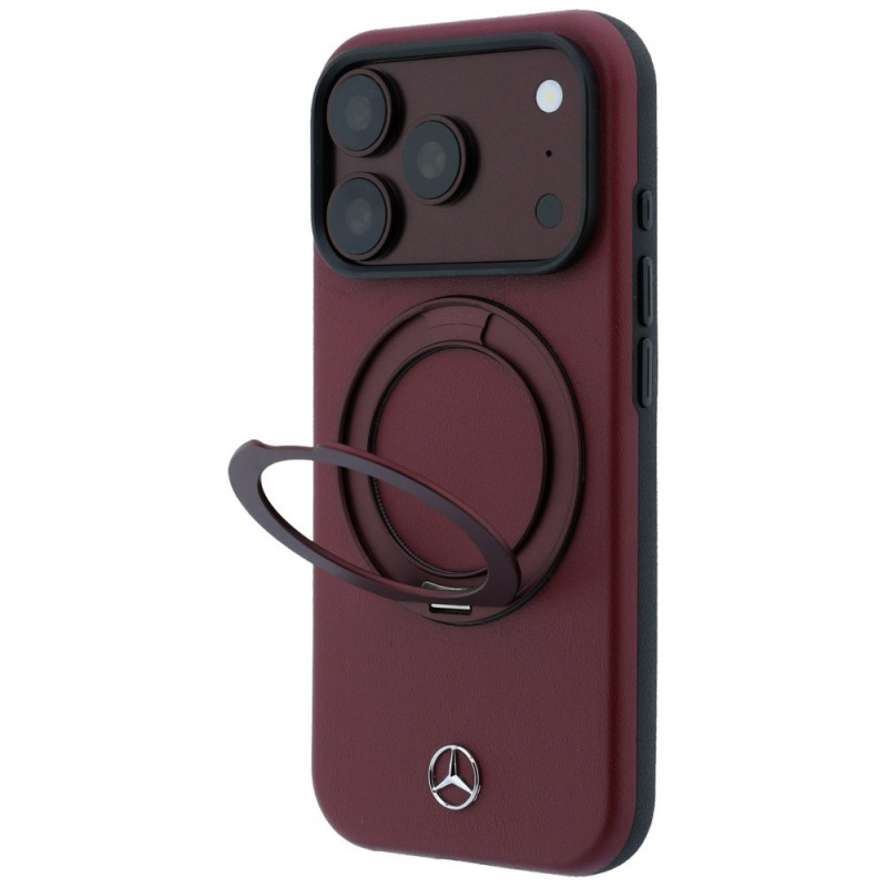 Mercedes-Benz Leder-Hülle mit Ringständer MagSafe für Apple iPhone 18 Pro Max / 17 Pro Max, burgund