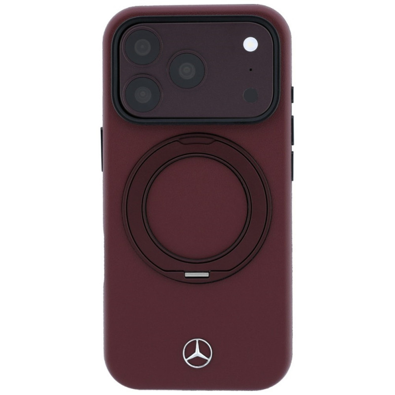 Mercedes-Benz Leder-Hülle mit Ringständer MagSafe für Apple iPhone 18 Pro Max / 17 Pro Max, burgund