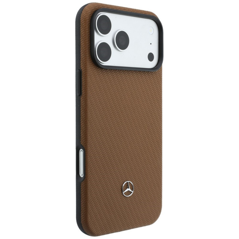Mercedes-Benz Grill Pattern Leder MagSafe Hülle und Kartenetui Set für Apple iPhone 18 Pro Max / 17 Pro Max, camel