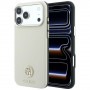 Guess GUE005545 Grained Round Strass Logo MagSafe Hülle für Apple iPhone 18 Pro / 17 Pro, beige