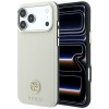 Guess GUE005545 Grained Round Strass Logo MagSafe Hülle für Apple iPhone 18 Pro / 17 Pro, beige