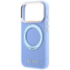 Guess Ring Stand 360 Grained Classic Logo MagSafe Hülle für Apple iPhone 18 Pro Max / 17 Pro Max, hellblau