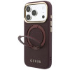 Guess Ring Stand 360 Grained Classic Logo MagSafe Hülle für Apple iPhone 18 Pro / 17 Pro, burgunder