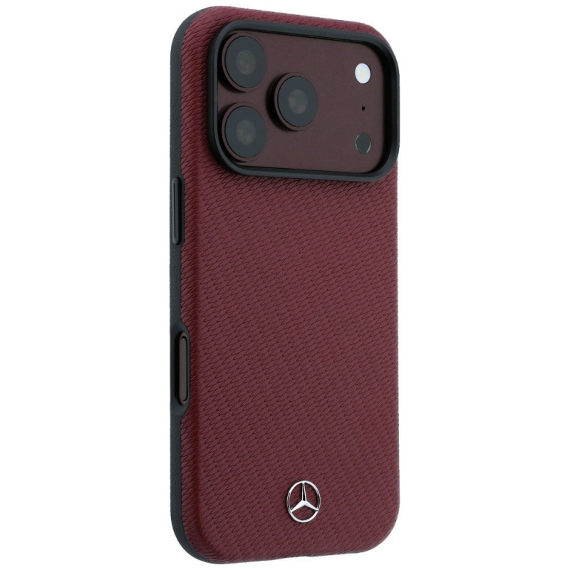 Mercedes-Benz Grill Pattern Leder MagSafe Hülle und Kartenetui-Set für Apple iPhone 18 Pro / 17 Pro, burgunderrot