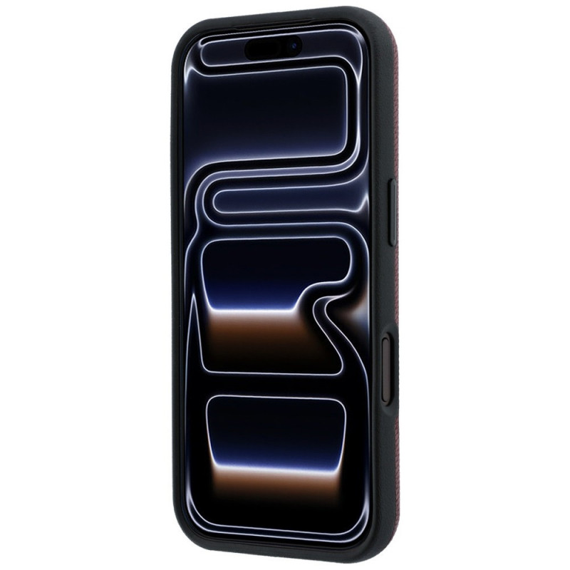 Mercedes-Benz Grill Pattern Leder MagSafe Hülle und Kartenetui-Set für Apple iPhone 18 Pro / 17 Pro, burgunderrot