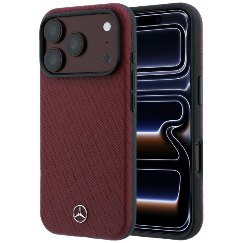Mercedes-Benz Hülle Grill Pattern und Kartenetui Leder MagSafe für Apple iPhone 18 Pro Max / 17 Pro Max, schwarz