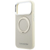 Karl Lagerfeld Ring Stand 360 Saffiano Classic Logo MagSafe Hülle für Apple iPhone 18 Pro / 17 Pro, Beige