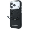 Karl Lagerfeld Ring Stand 360 Saffiano Classic Logo MagSafe Hülle für Apple iPhone 18 Pro / 17 Pro, Schwarz (KF003179)