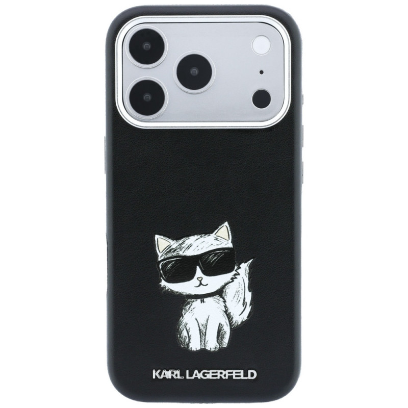 Karl Lagerfeld Smooth Choupette Sketch MagSafe Hülle für Apple iPhone 18 Pro Max / 17 Pro Max, Schwarz
