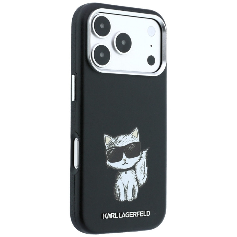 Karl Lagerfeld Smooth Choupette Sketch MagSafe Hülle für Apple iPhone 18 Pro Max / 17 Pro Max, Schwarz