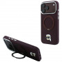 Karl Lagerfeld with Ring Stand 360 Karl Head Pin MagSafe Hülle für Apple iPhone 18 Pro Max / 17 Pro Max, Burgundy