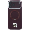 Karl Lagerfeld with Ring Stand 360 Karl Head Pin MagSafe Hülle für Apple iPhone 18 Pro Max / 17 Pro Max, Burgundy