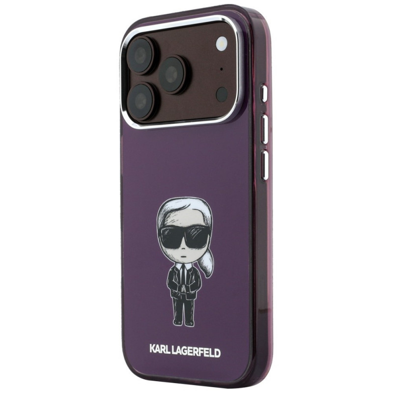 Karl Lagerfeld IML Ikonik Sketch Print MagSafe Hülle für Apple iPhone 18 Pro / 17 Pro, Burgundy