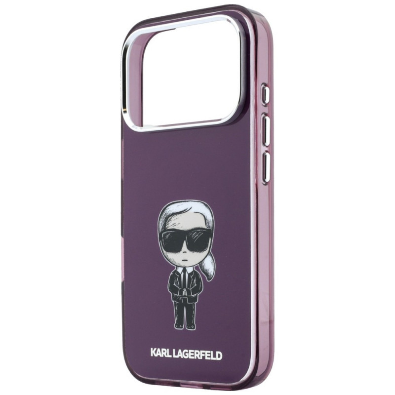 Karl Lagerfeld IML Ikonik Sketch Print MagSafe Hülle für Apple iPhone 18 Pro / 17 Pro, Burgundy