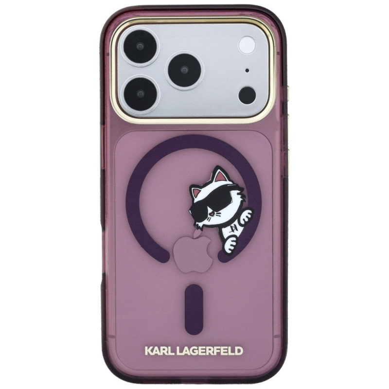 Karl Lagerfeld Peekaboo Logo MagSafe Hülle für Apple iPhone 18 Pro / 17 Pro, Burgundy