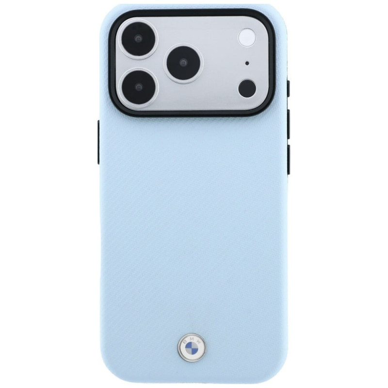BMW Kevlar Metal Logo MagSafe Hülle für Apple iPhone 18 Pro / 17 Pro, blau