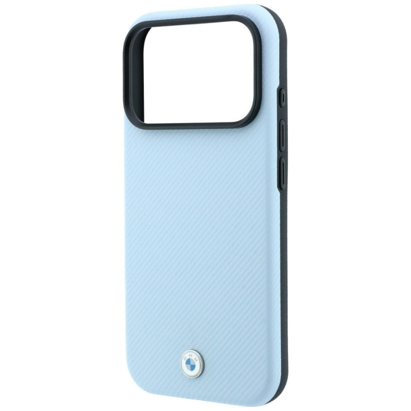 BMW Kevlar Metal Logo MagSafe Hülle für Apple iPhone 18 Pro / 17 Pro, blau