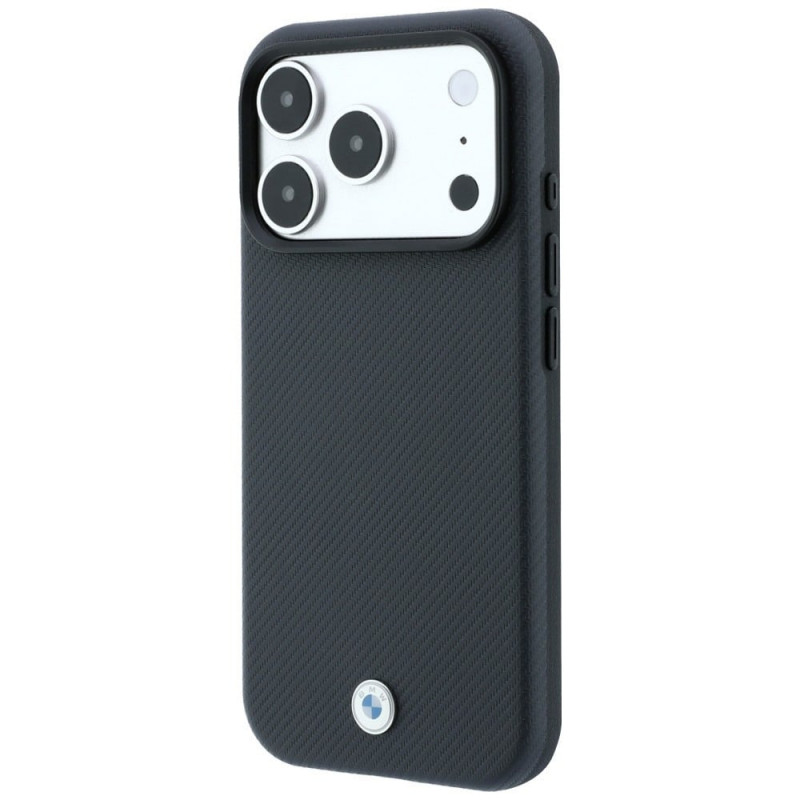 BMW Kevlar Metal Logo MagSafe Hülle für Apple iPhone 18 Pro / 17 Pro, anthrazit
