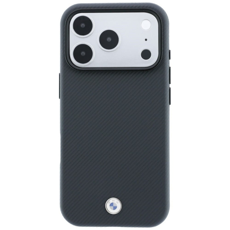 BMW Kevlar Metal Logo MagSafe Hülle für Apple iPhone 18 Pro / 17 Pro, anthrazit