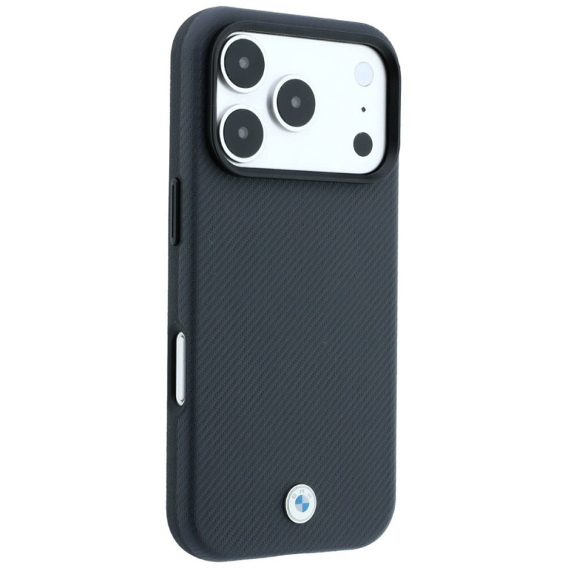 BMW Kevlar Metal Logo MagSafe Hülle für Apple iPhone 18 Pro / 17 Pro, anthrazit