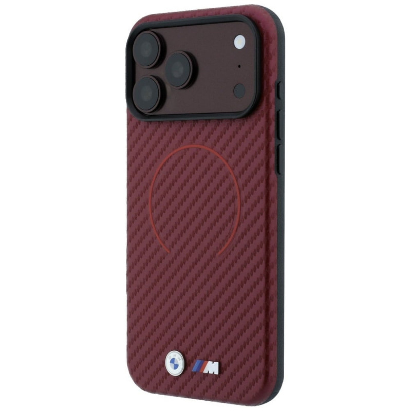 BMW M Carbon Printed Ring MagSafe Hülle für Apple iPhone 18 Pro / 17 Pro, burgund