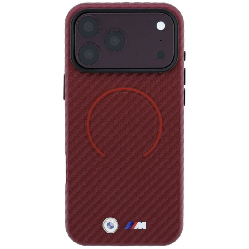 BMW M Carbon Printed Ring MagSafe Hülle für Apple iPhone 18 Pro / 17 Pro, burgund
