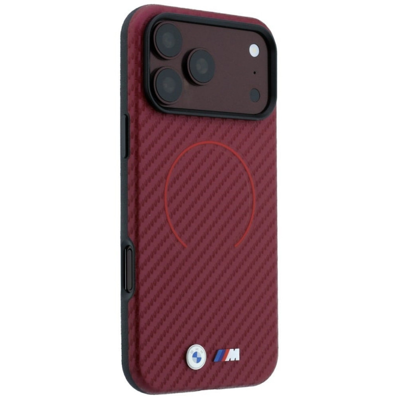 BMW M Carbon Printed Ring MagSafe Hülle für Apple iPhone 18 Pro / 17 Pro, burgund