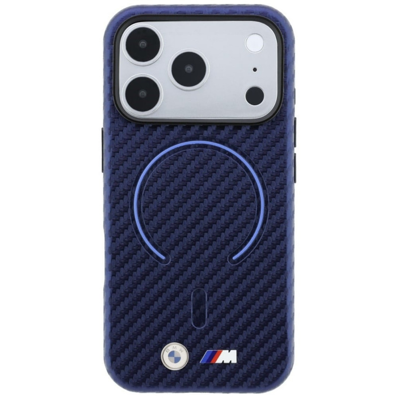 BMW M Carbon Printed Ring MagSafe Hülle für Apple iPhone 18 Pro / 17 Pro, navy blue