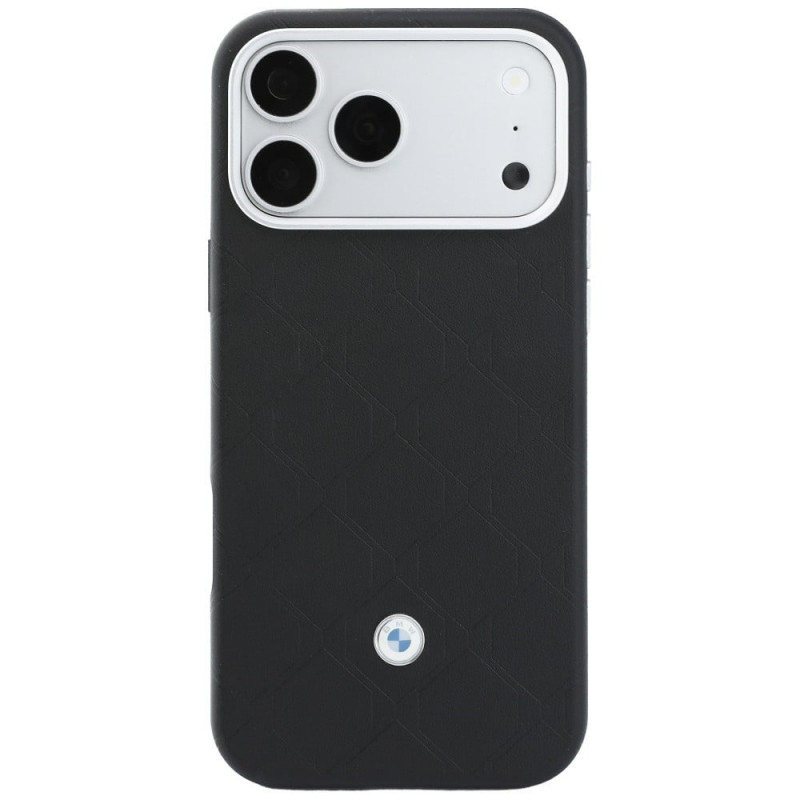 BMW Quilted Pattern Metal Logo Hülle und Wallet-Set für Apple iPhone 18 Pro / 17 Pro, schwarz
